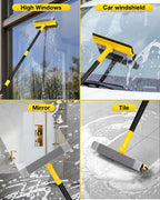 Window Squeegee with 57" Extension Pole for Home Window Glass Cleaning