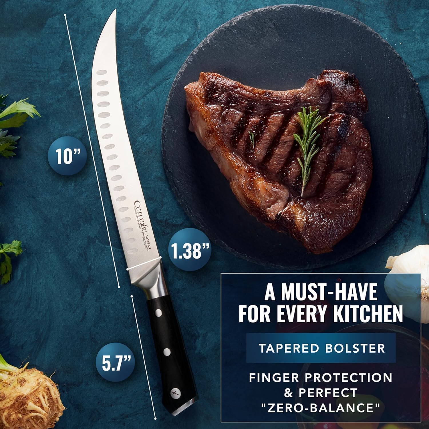 Butcher Knife, 10" Cimeter Breaking Knife for BBQ & Brisket