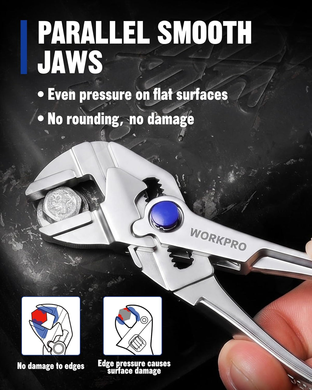 Mini Pliers Wrench, 4-Inch Smooth Jaw Plier, High-Toughness Alloy Steel Adjustable Wrench Pliers with Smooth Parallel
