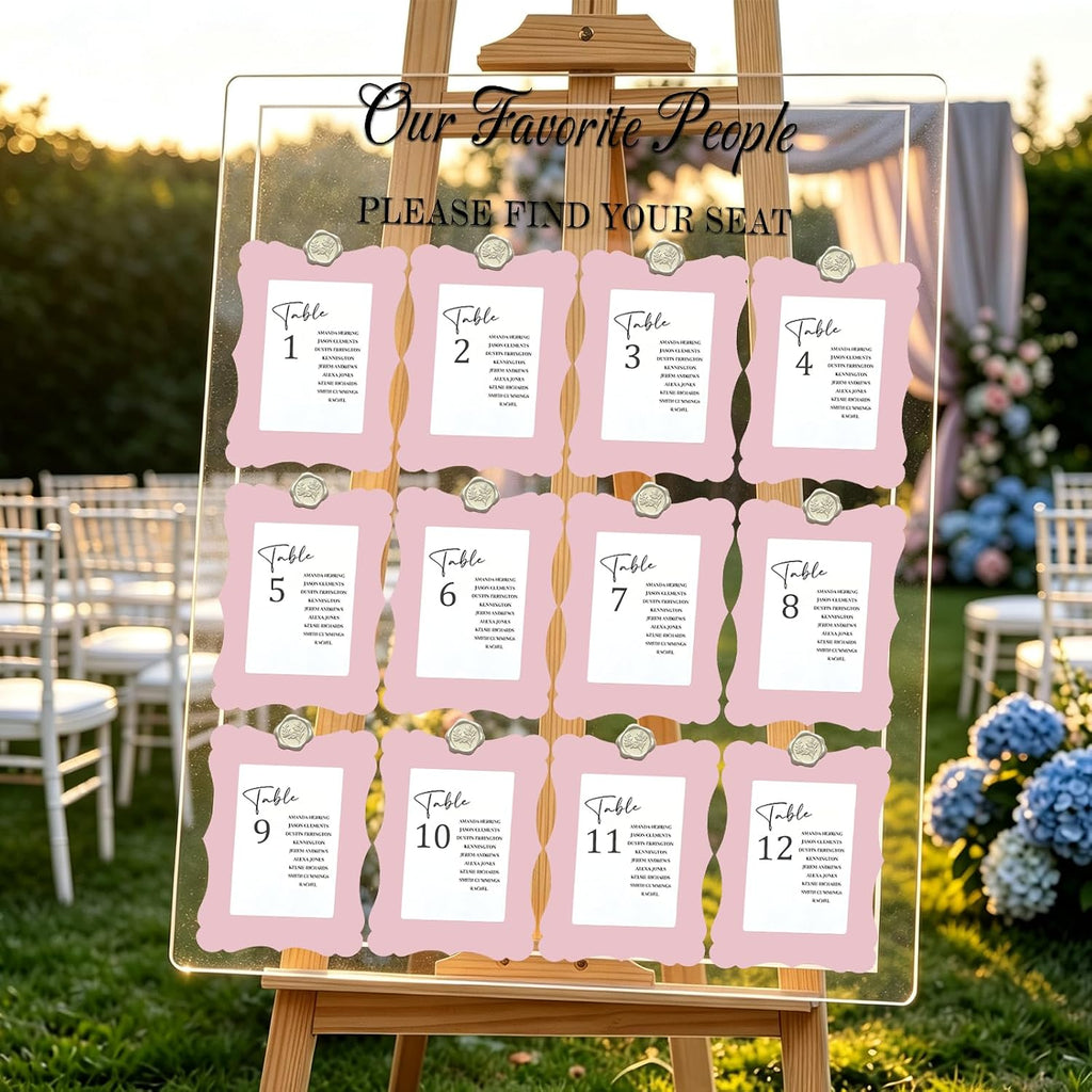 24 Set Wedding Seating Chart Kit, Guest Place Cards Wax Seals for Reception