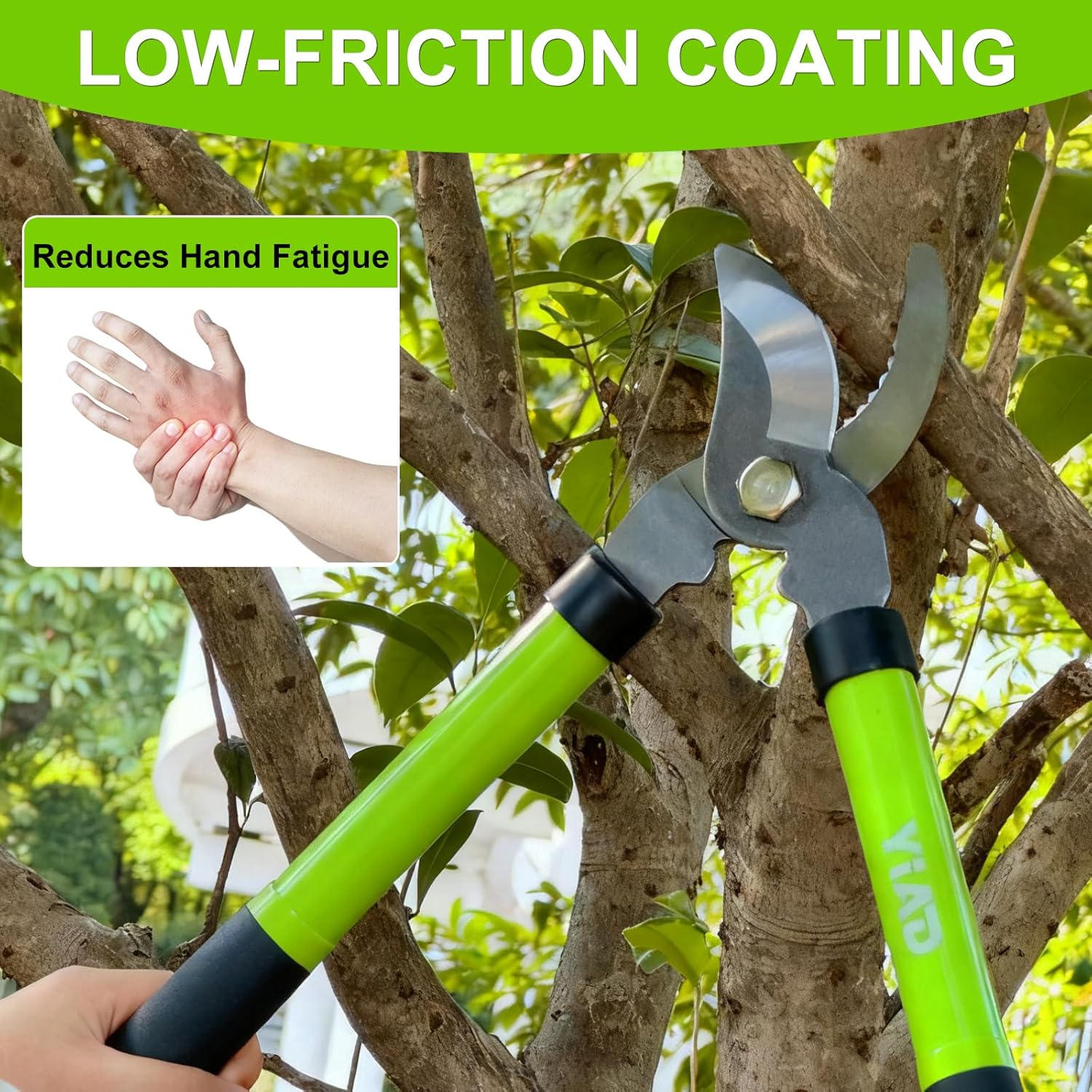 Garden Shears Set with Bypass Pruning Shears & Loppers，Lightweight Garden Clippers for Backyard Gardening, Rose Bush