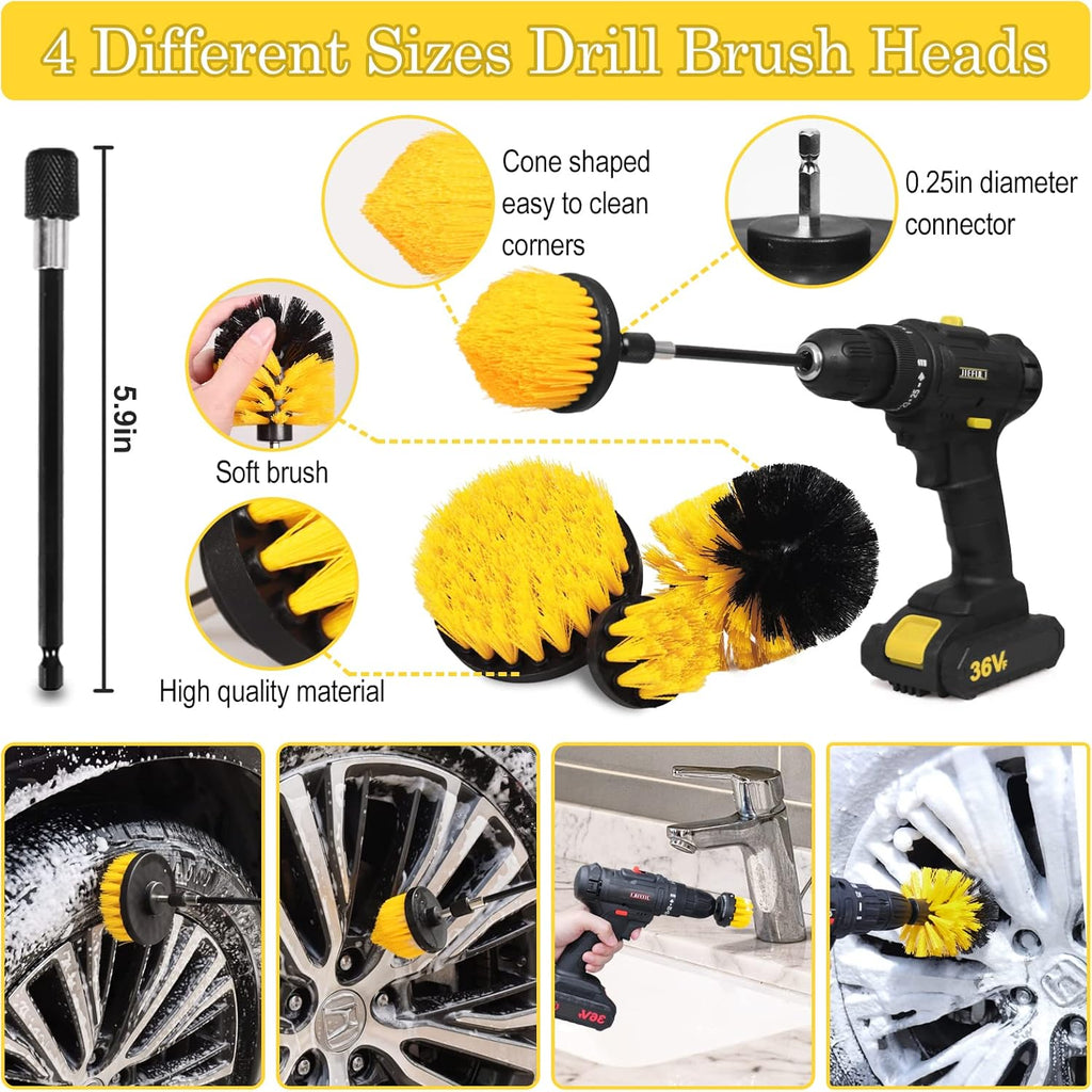 27Pcs Car Detailing Kit, Car Detailing Brush Set, Auto Detailing Drill Brush Set, Car Detailing Brushes, Car Wash