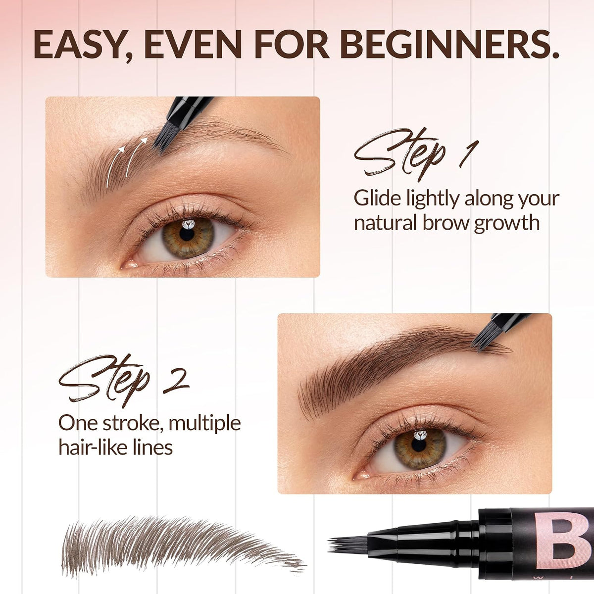4D Liquid Eyebrow Pen Waterproof hair-like strokes Dark Brown 33
