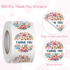 1.5Inch Thank You Stickers Roll 500Pcs Floral Pattern Labels