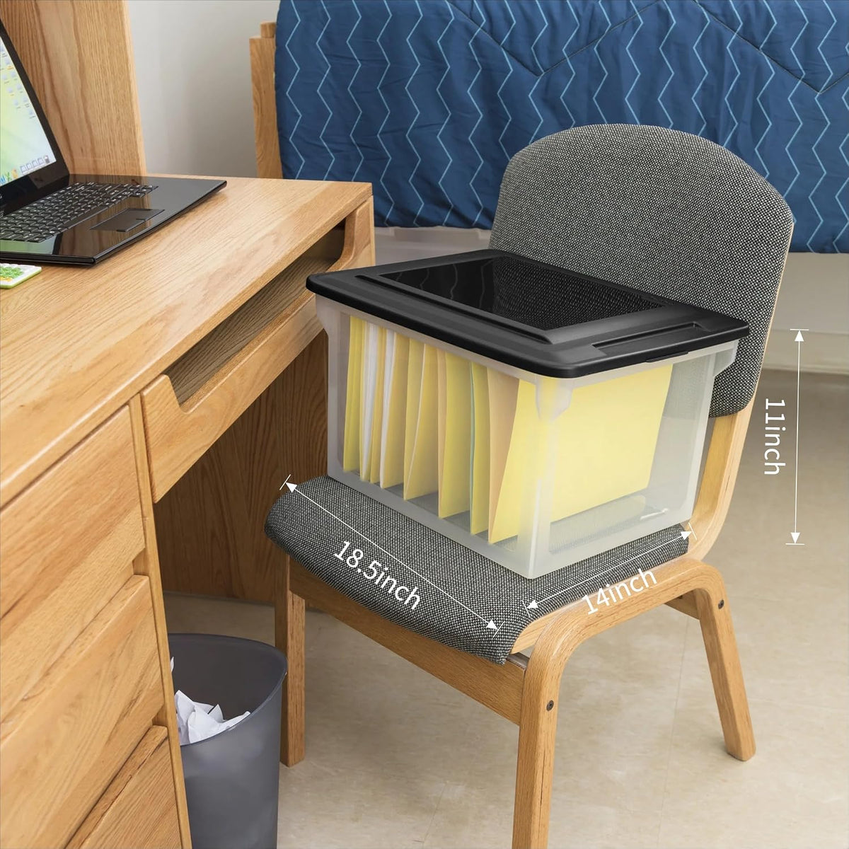 Clear Plastic File Storage Box with Lid, Letter Legal Size Hanging Folder Organizer, 18.5x14x11 Inch Stackable