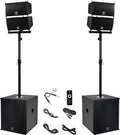 Club 6000 15-inch 6000W P.M.P.O Stereo PA Speaker System Combo Set 4 Line Array Speakers, 2 15-inch Subwoofers with