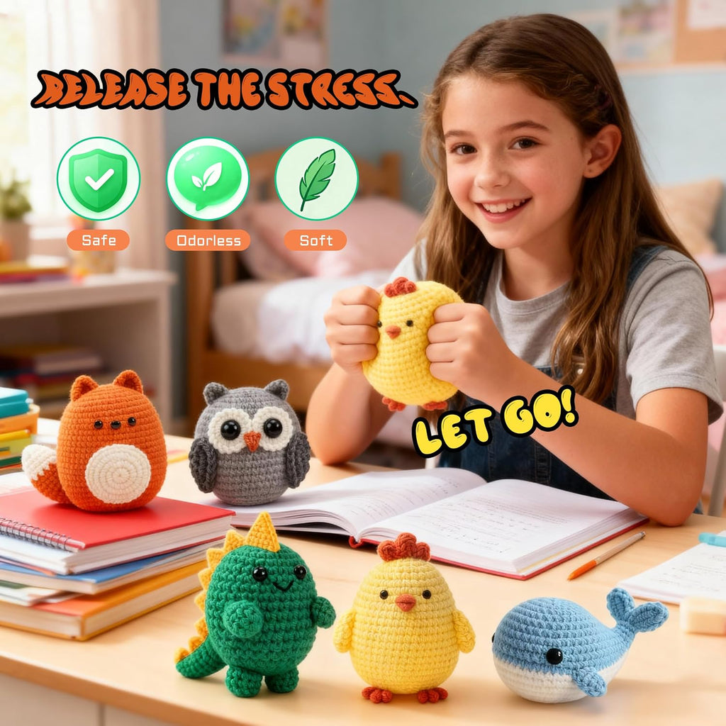 Crochet Kit for Beginners 6 PCS Amigurumi Animal Family Crochet Starter Kit with Step-by-Step Video Tutorials 40%