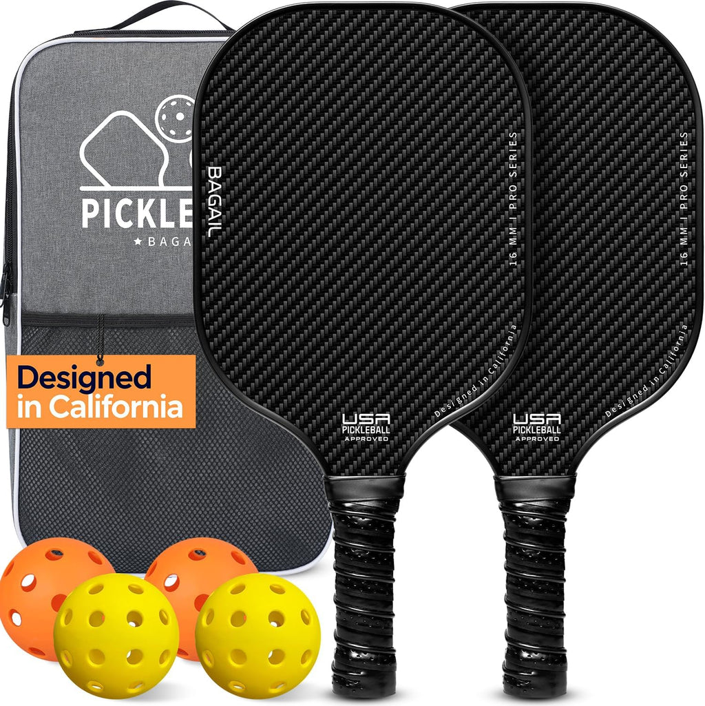 Pickleball Paddles, USAPA Approved Fiberglass Surface Pickleball Set, Lightweight Pickle Ball Rackets with 4 Balls, 1