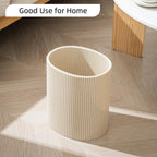 Small Bathroom Trash Can, Beige & Thick Lines, 1.6 Gallon