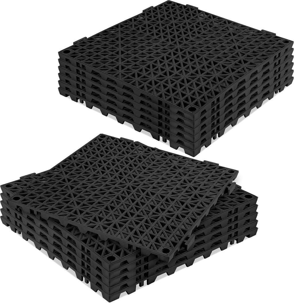 Modular Interlocking Cushion 12P 11.8" x 11.8" Interlocking Rubber Floor Drain Holes Non-Slip Splicing Drainage Mats