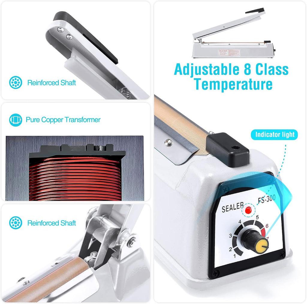 Impulse Sealer 12 Inch, Heat Sealer Machine with Repair Kit