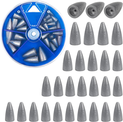 Bullet Fishing Sinkers Weights Slip Sinkers Kit- 29/83Pcs Fishing Worm Weights Assorted Set for Bass Fishing Saltwater