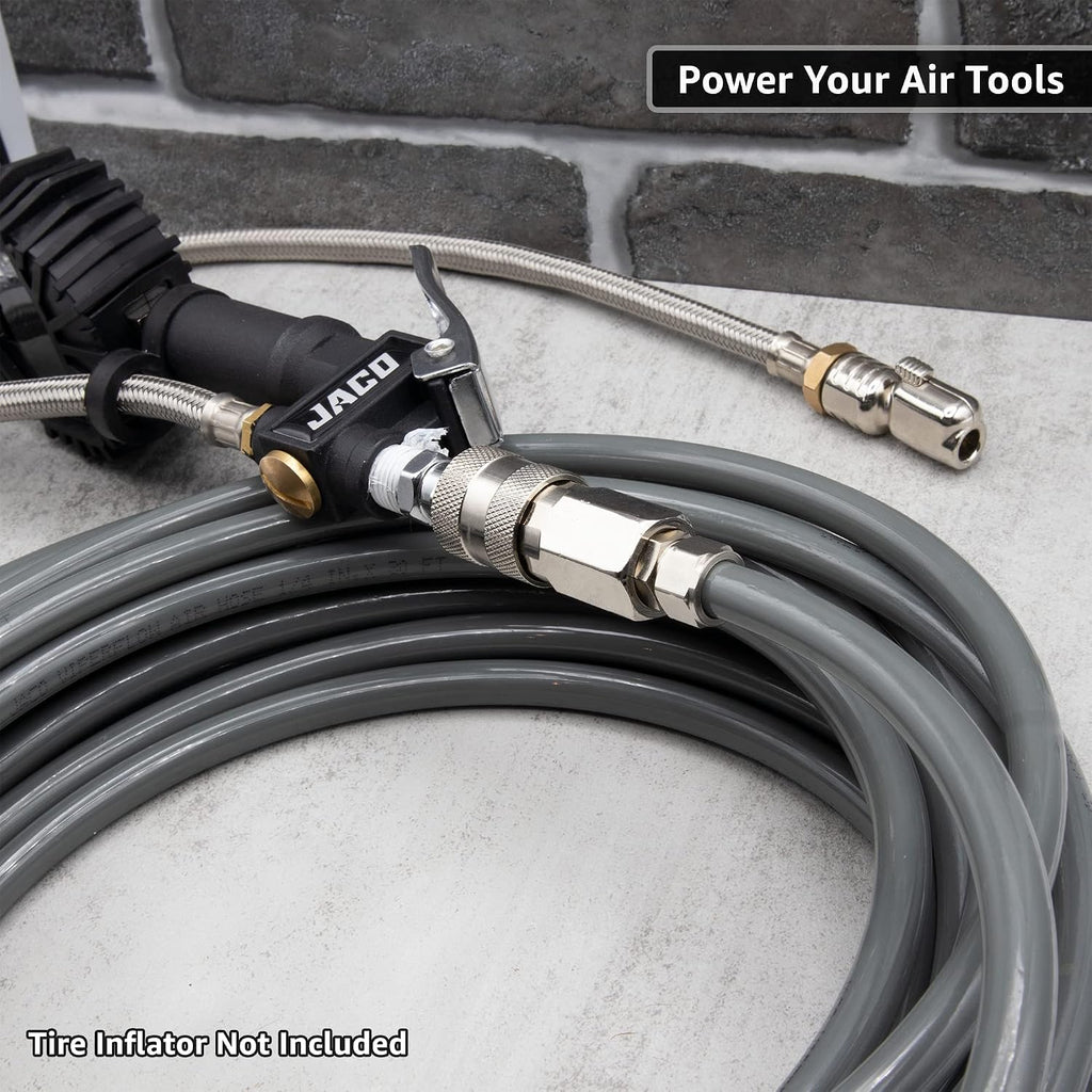 JACO ViperFlow Polyurethane Coiled Air Hose Kit - 1/4" x 30 ft. (Storm Gray)