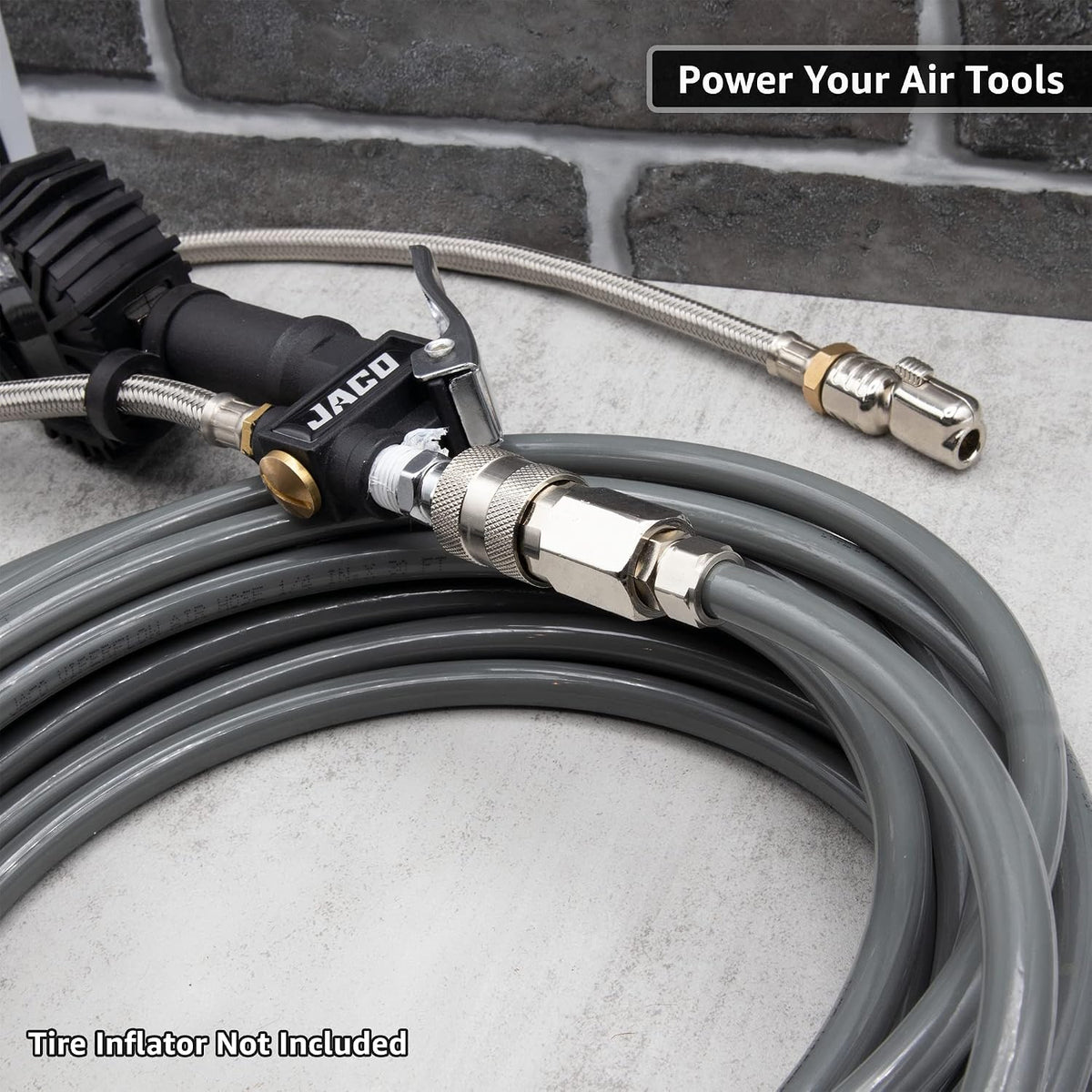 JACO ViperFlow Polyurethane Coiled Air Hose Kit - 1/4" x 30 ft. (Storm Gray)