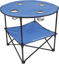 Camp Table - Round 2-Tier Folding Table with 4 Cupholders and Carrying Bag
