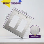 ENERLITES Decorator Switch or Receptacle Metal Wall Plate, 2-Gang, Silver