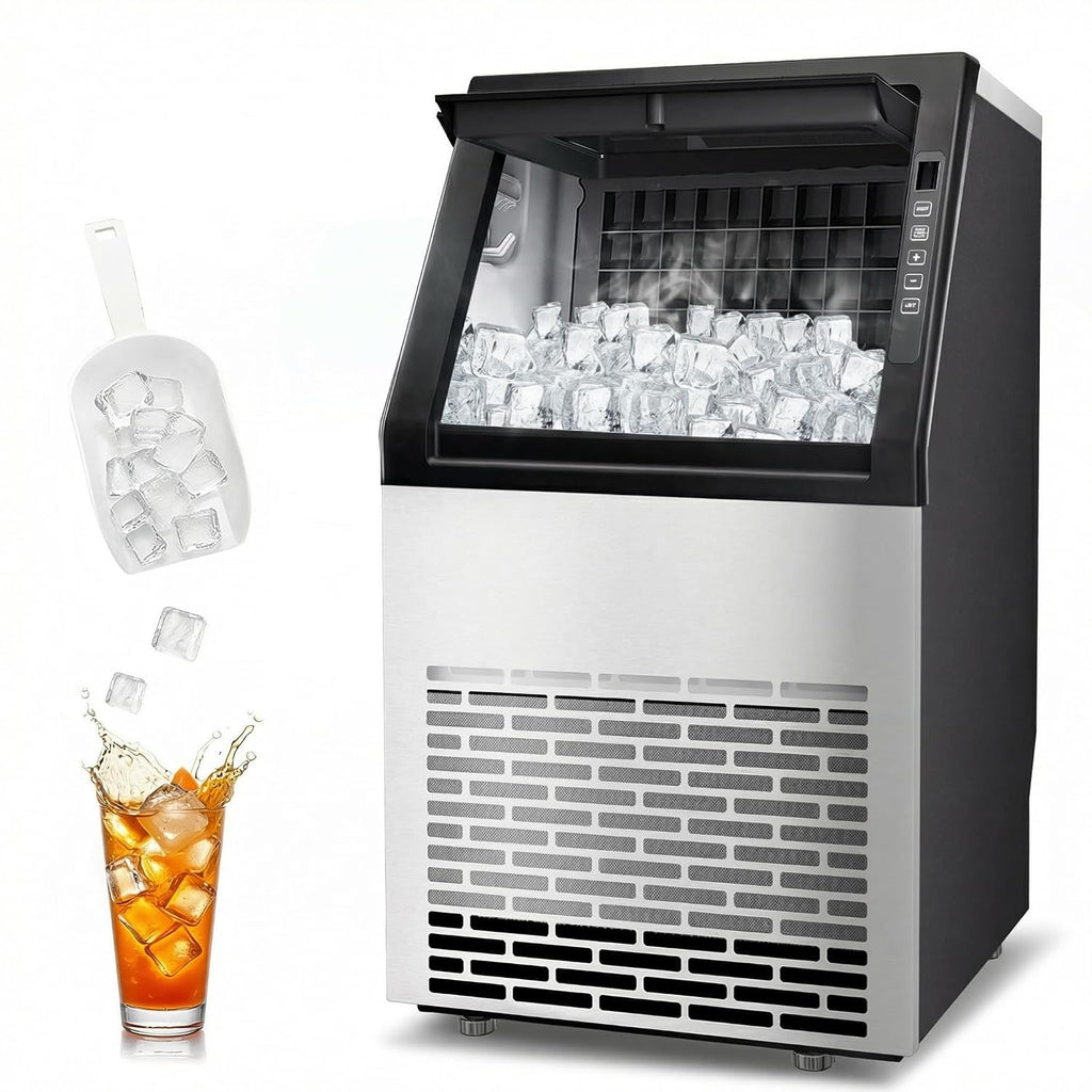 Commercial Stainless Steel Ice Maker, 100Lbs/24H Large Ice Machine