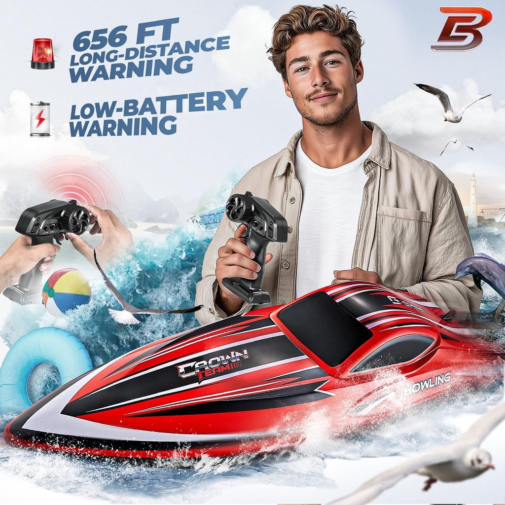 HJ818PRO 16 Inch 55 KPH Brushless RC Boat for Adults | 55 KPH Speed & Brushless Motor; Waterproof Hull; Large RC