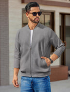Mens Light Cotton Bomber Jacket Casual Flight, True Gray, Medium