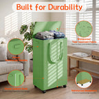 Slim Laundry Hamper with Wheels,20 Gal (75L) Rolling Laundry Basket with lid and wheels Clothes Hamper Foldable Tall