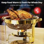 Gold Chafing Dishes for Buffet 4 Pack, 6QT Buffet Servers and Warmers Sets