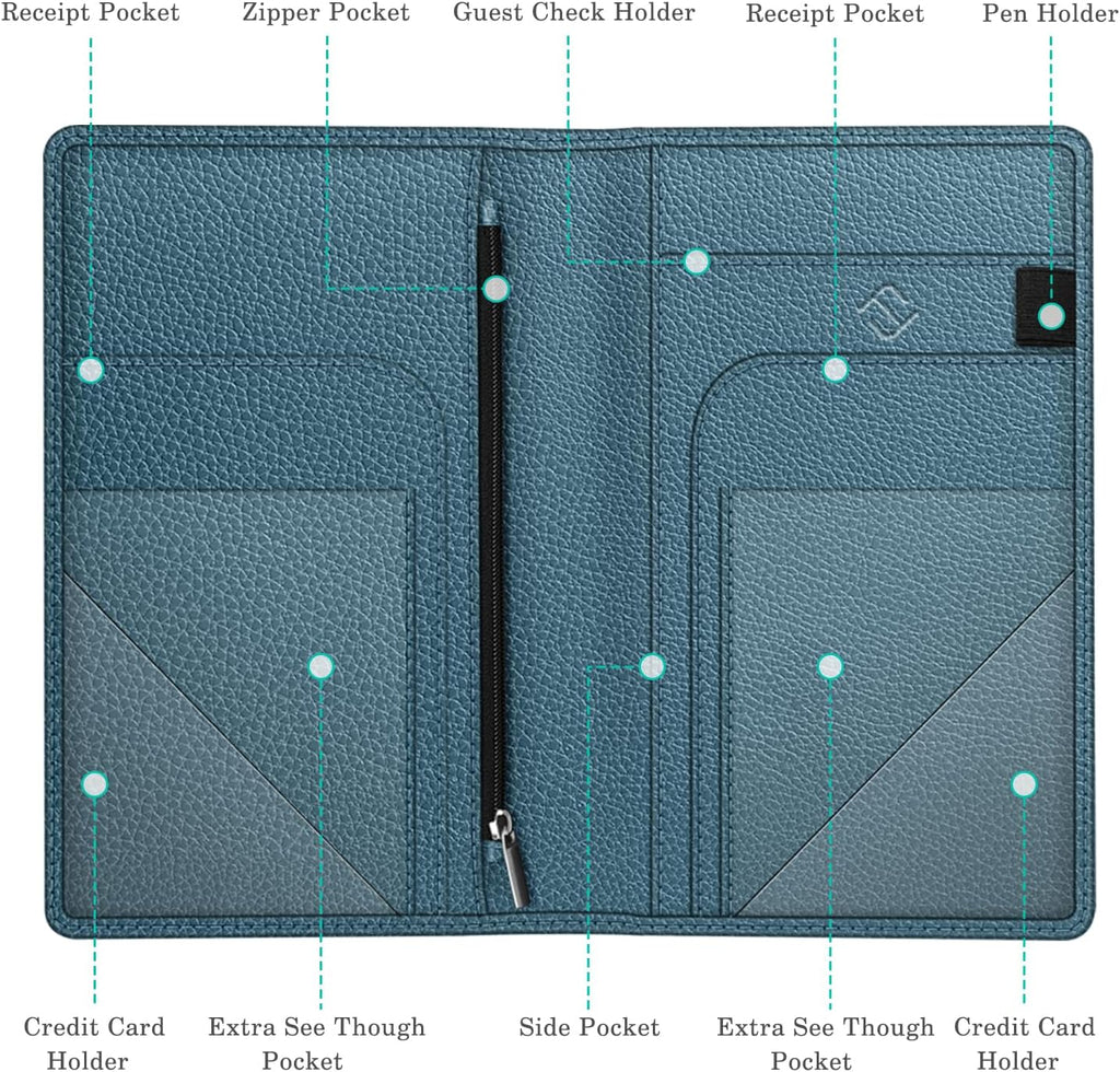 Server Book Organizer with Zipper Pocket