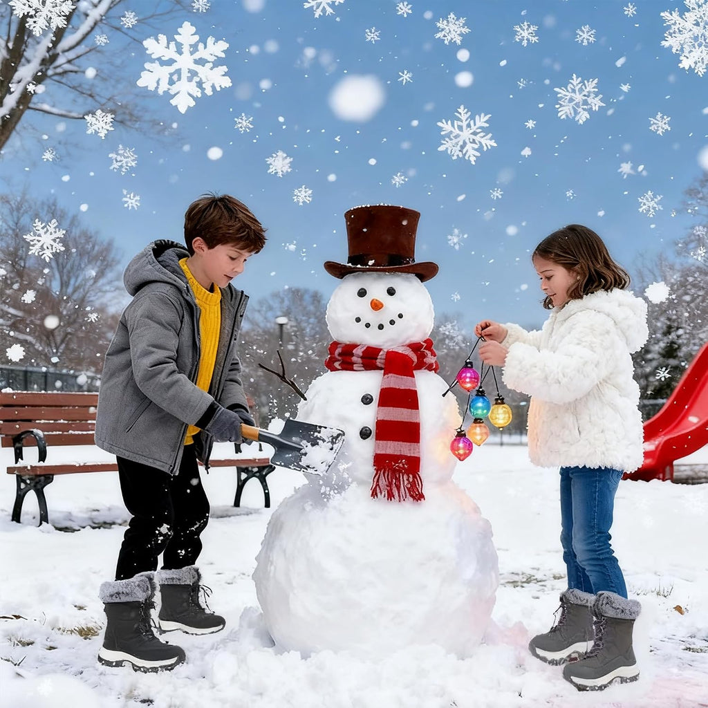 Winter Snow boots for Kids Girls Boys Water-Resistant Outdoor Warm Anti-Slip Mid Calf Faux Fur Lining Insulated Shoes