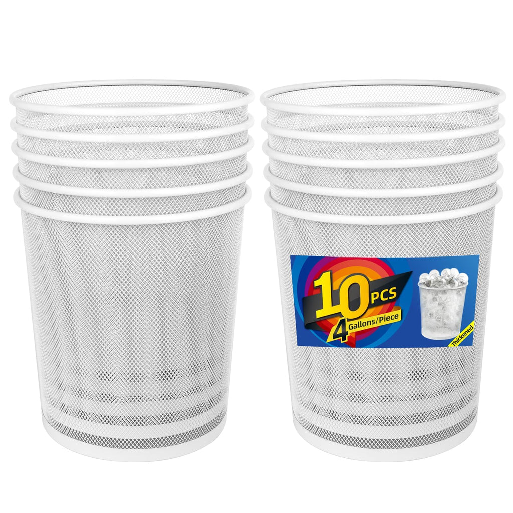 Office Mesh Trash Cans (10-Pack 4 Gal),Open Metal Wire Wastebaskets, Mesh Office Garbage Can,Waste Basket Trash Can