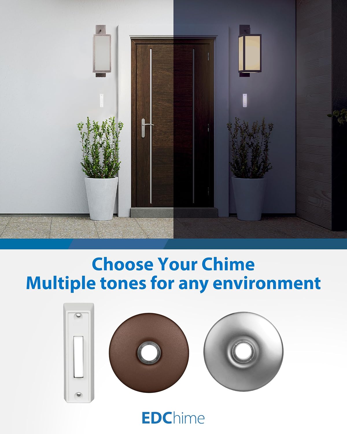 Doorbell Chime Kit - Easy Installation Electronic Door Bells for Home with Adjustable Volumes, 5 Chime Tones with
