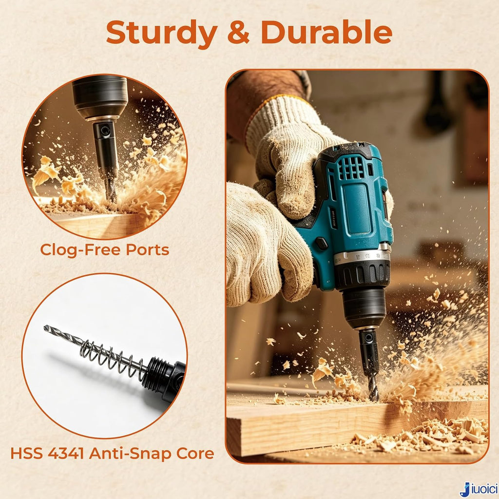 Upgraded Self-Centering Hinge Drill Bit, VIX Bit Set, High Speed Steel