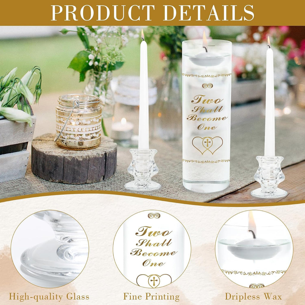 Unity Candles with Glass Holder for Wedding Ceremony - Unity Candles for Wedding, Religious Ceremony Ideas Marriage