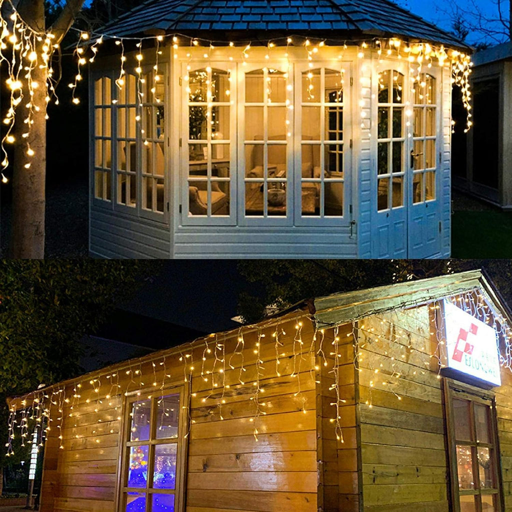 LED Icicle Lights, 8 Modes, 13FT 96 LEDs Christmas Short Curtain Fairy Hanging Ceiling Extendable Lights for Wedding