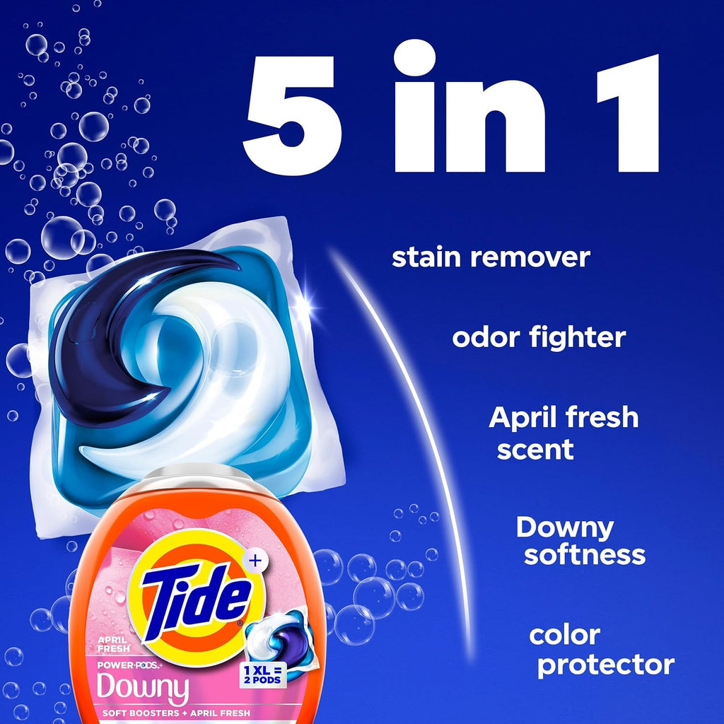Power PODs + Downy Laundry Detergent Pods, 45 Count, Soft Boosters + April Fresh