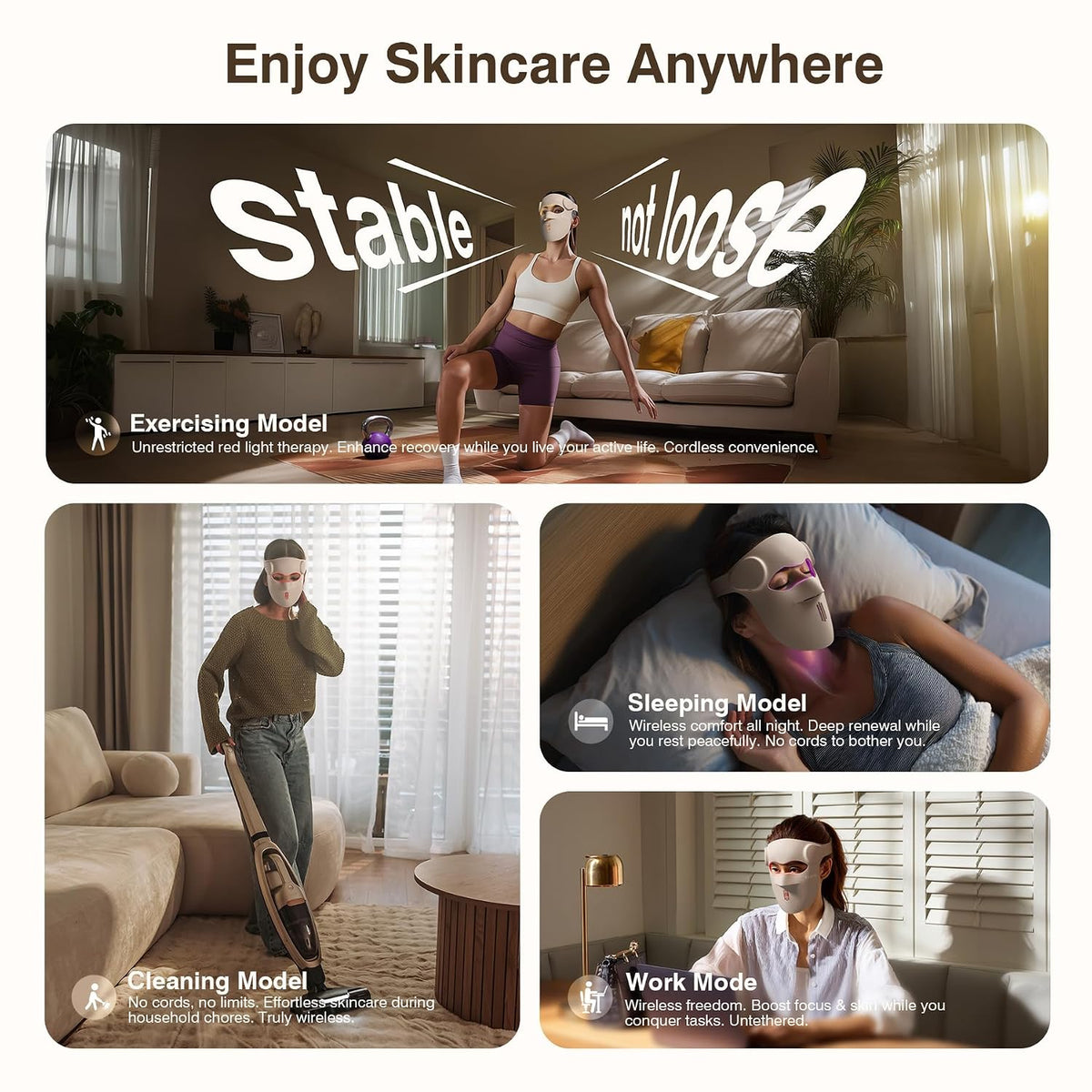 Red Light Therapy Mask for Face, 3D LED Face Mask, Wireless,9 Modes