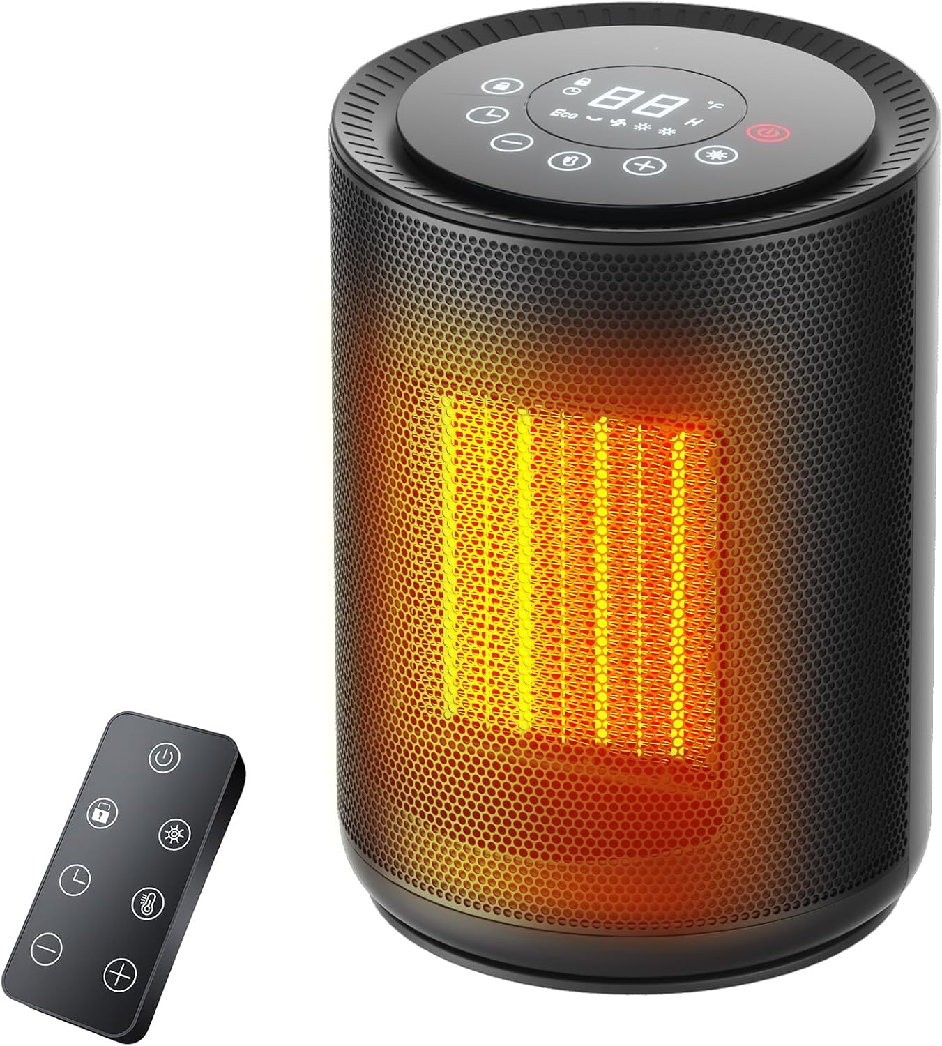 1500W Space Heater with Remote, 24H Timer & Digital Thermostat | PTC Ceramic Fast Heat, 5 Heating Modes & Overheat