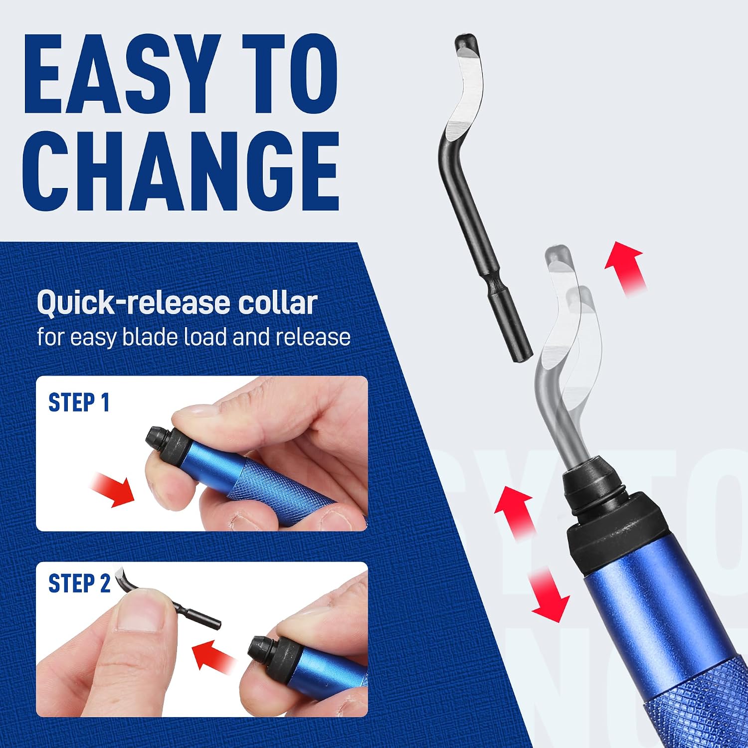 Deburring Tool with 11 Extra High Speed Steel Swivel Blades | 360 Degree Rotary Head Deburring Tool for Metal, Resin