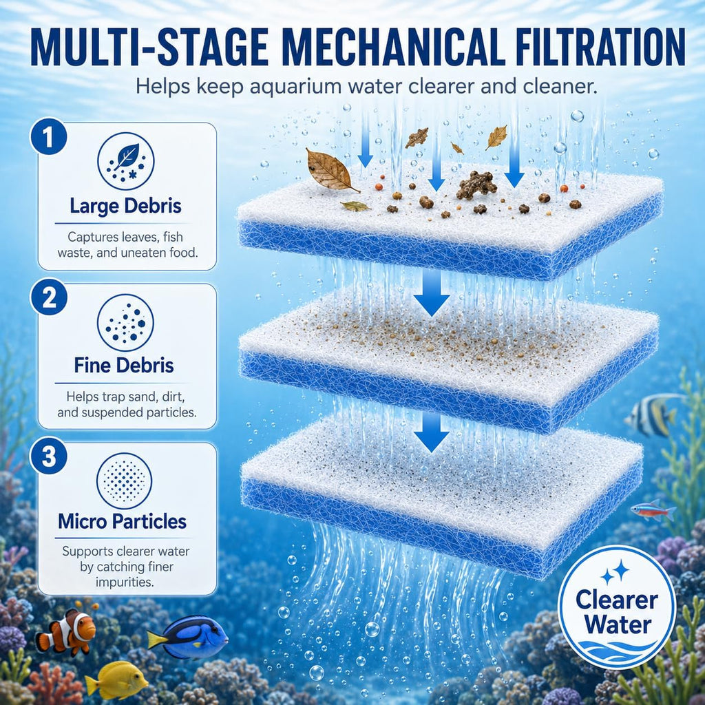 Aquarium Filter Floss 12 x 72 x 0.75 Inch, Cut-to-Fit Filter Media Pad