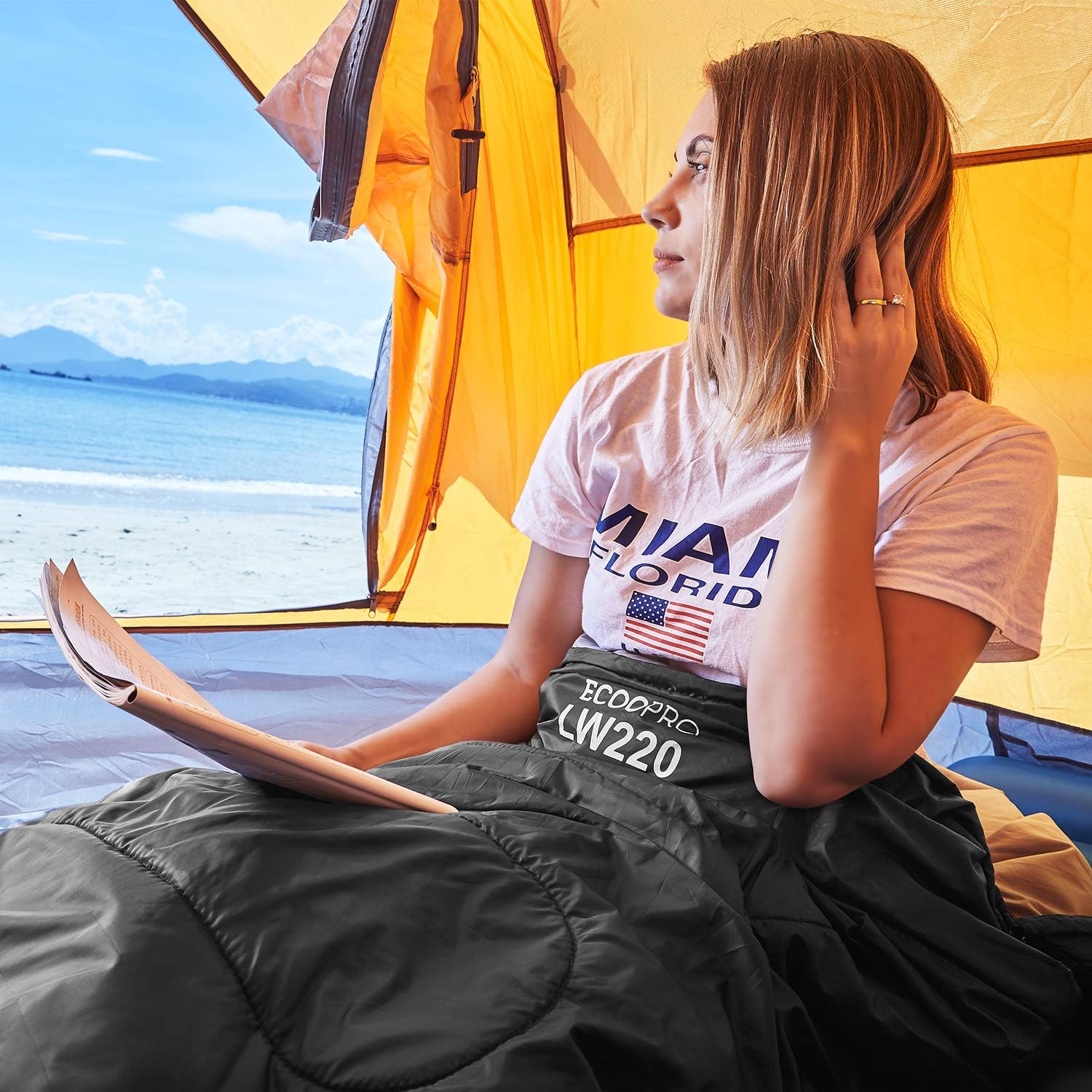 Warm Weather Sleeping Bag - Portable, Waterproof, Compact Lightweight, Comfort with Compression Sack - Great for