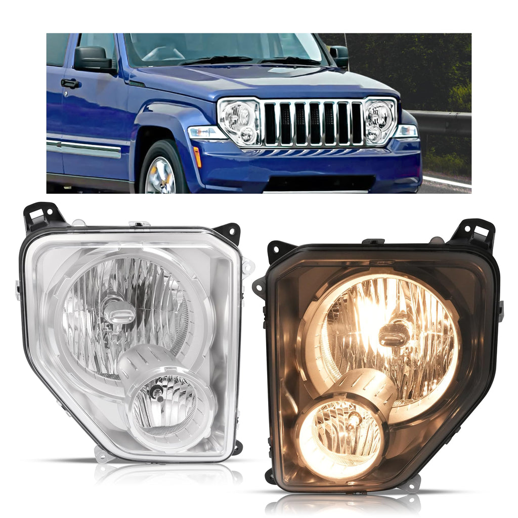 Headlight Assembly w/Fog Light Compatible with 08-12 Jeep Liberty
