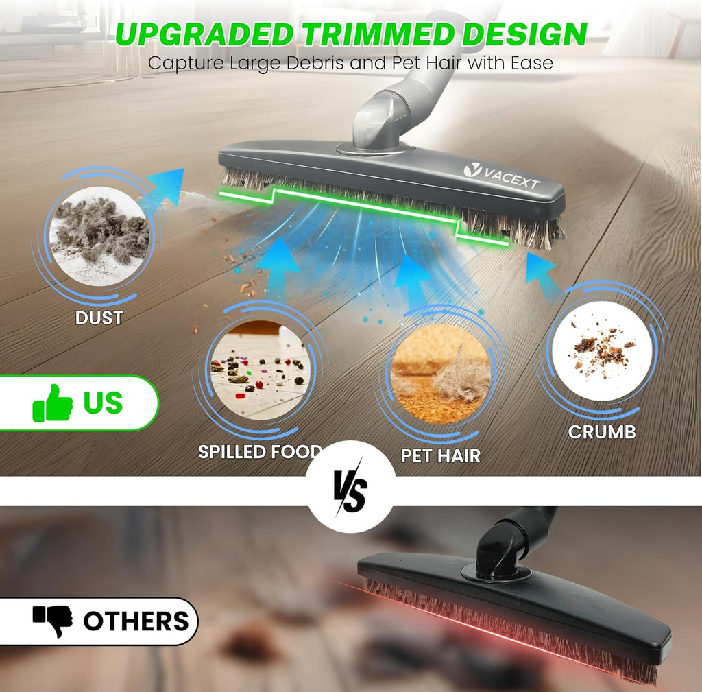Horsehair Hardfloor Attachment for Wood and Tile Floors plus Vacuum Hose Adapter Compatible with Most Vacuum Cleaners