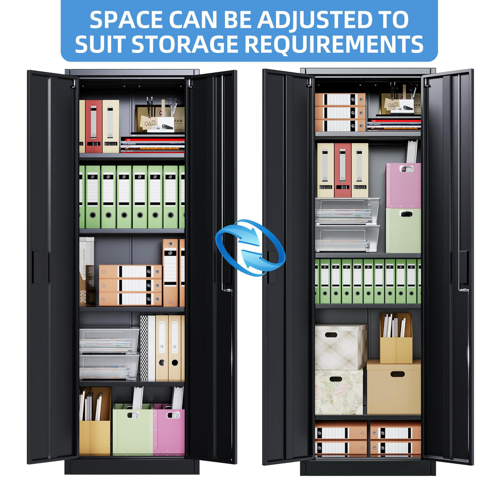 24" W Slim Metal Garage Storage Cabinet, Black