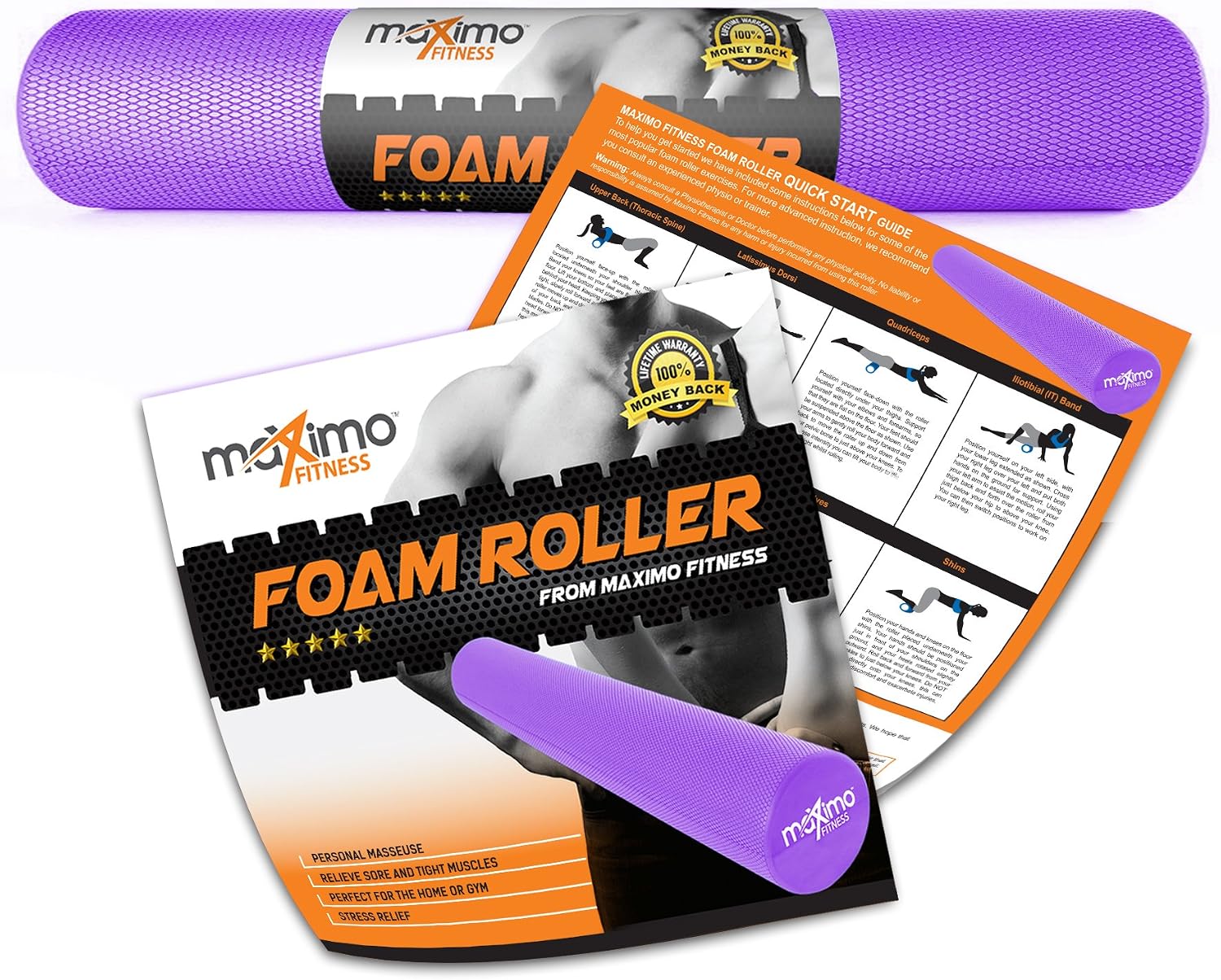 Foam Roller - High Density Exercise Roller for Trigger Point Self Massage, Muscle and Back Roller for Fitness