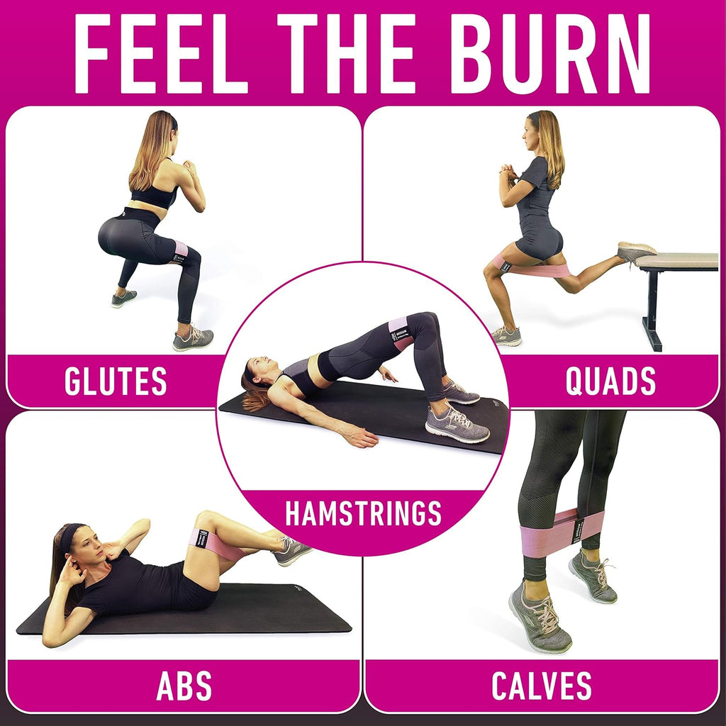 Resistance Bands for Working Out with Workout Bands Guide. 4 Booty Bands for Women Men Fabric Elastic Bands for