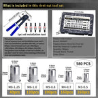 ASKWAY Metric Rivet Nut Tool Set 580pcs Threaded Rivet Nut Tool Kit