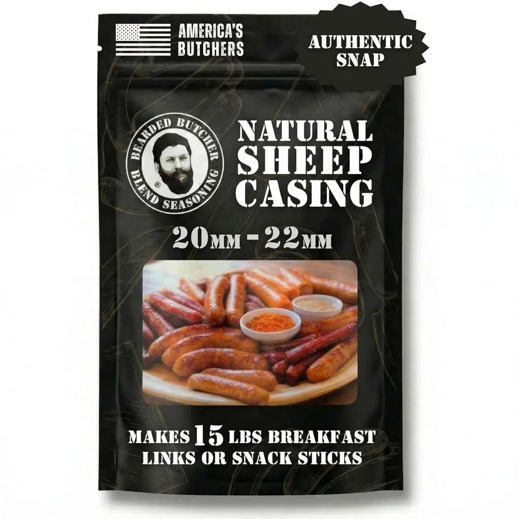 Bearded Butchers Natural Sheep Casings 20-22mm – All-Natural Sausage Casings for Homemade Snack Sticks & Breakfast
