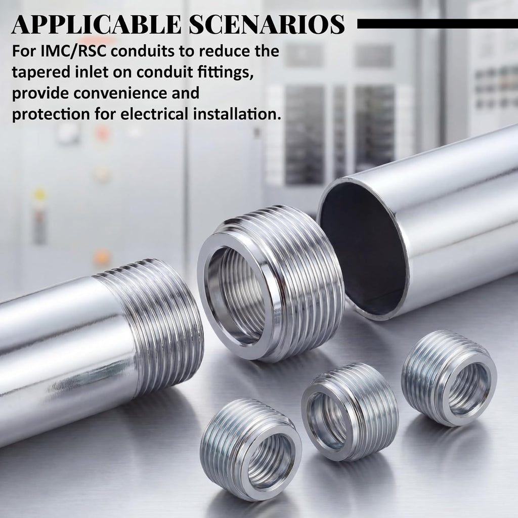 30-Pack Reducer Bushing 3/4" to 1/2" Threaded Nipple Galvanized Steel for Rigid IMC Conduit Connections, Electrical Size Reducing Coupling