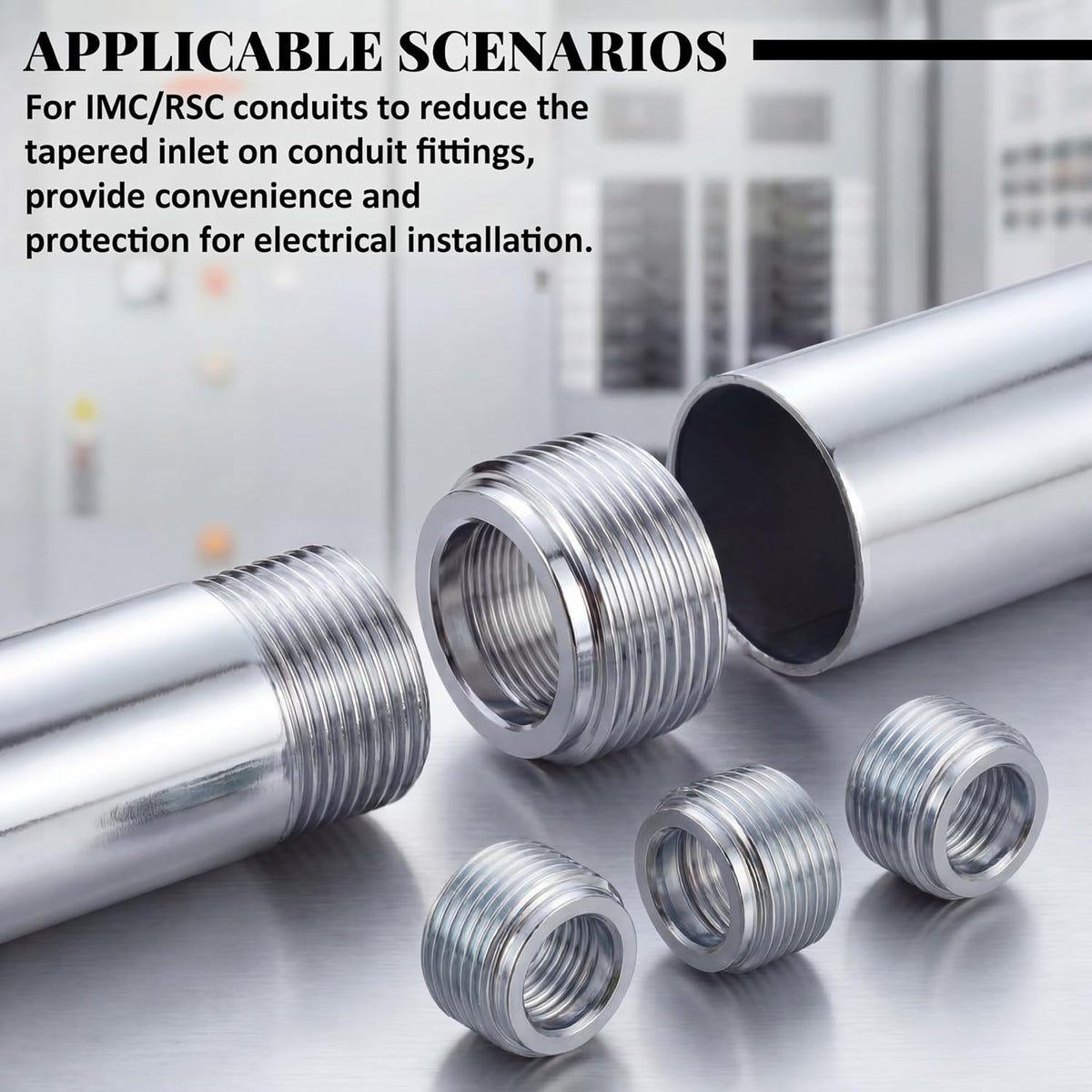 30-Pack Reducer Bushing 3/4" to 1/2" Threaded Nipple Galvanized Steel for Rigid IMC Conduit Connections, Electrical Size Reducing Coupling