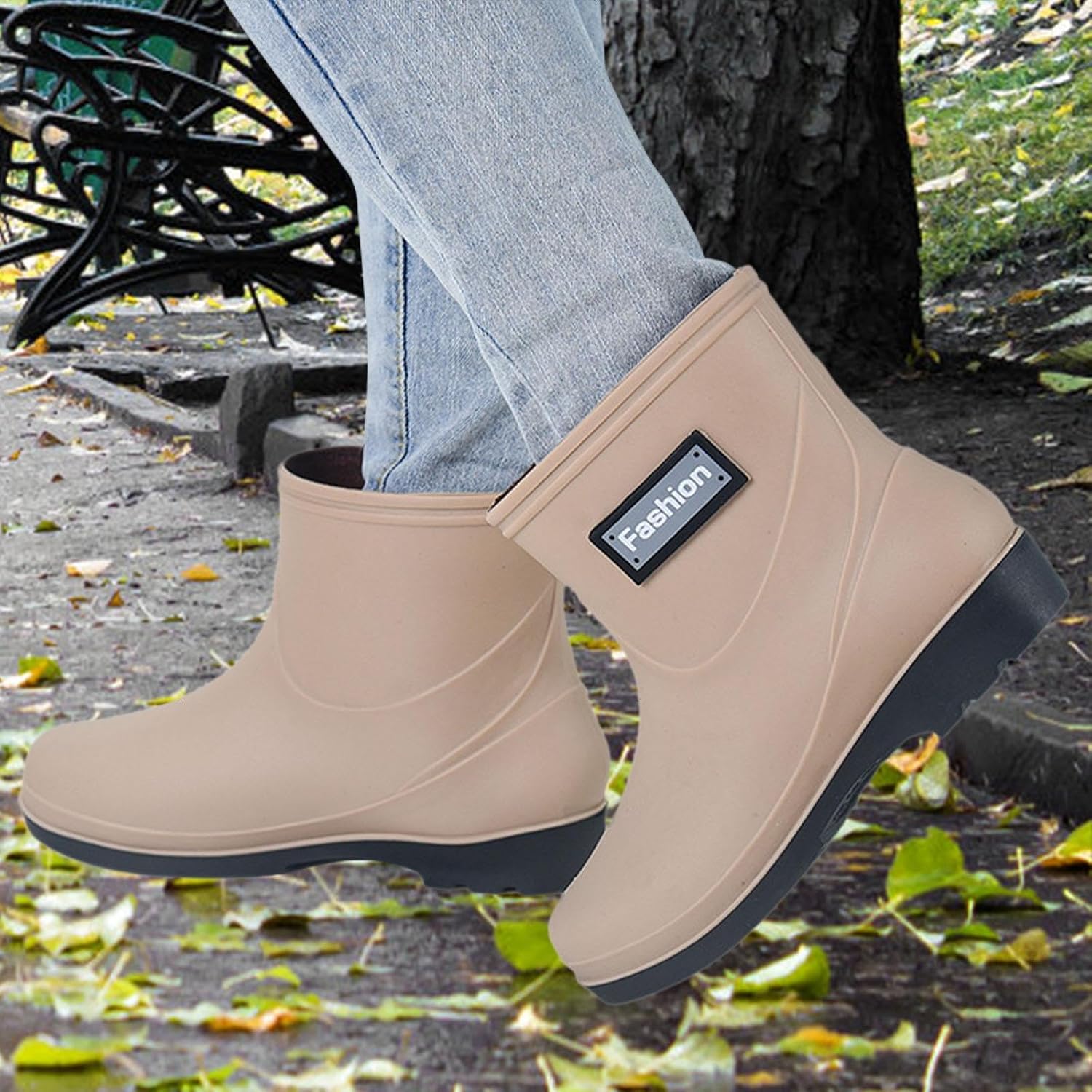 Rain Boots Mid Calf Boots Waterproof Modern Portable Rain Shoes Anti Slip Rainboots for Fishing Backpacking Girls