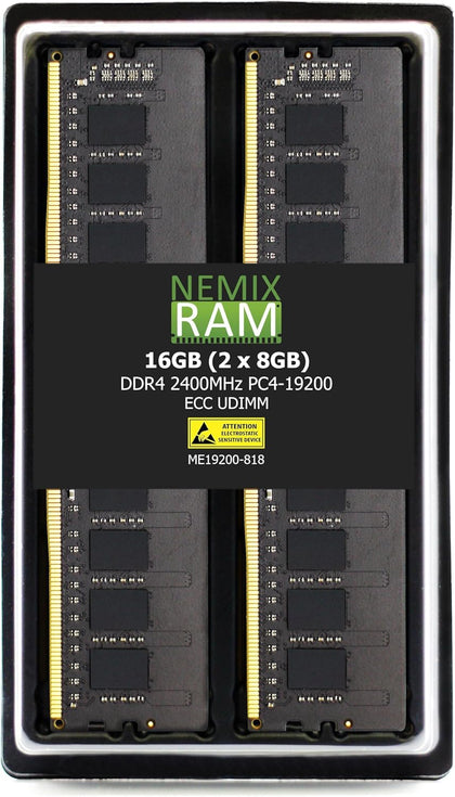 NEMIX RAM 16GB (2X8GB) DDR4 2400MHz PC4-19200 1Rx8 1.2V CL17 288-PIN ECC UDIMM Unbuffered Memory KIT