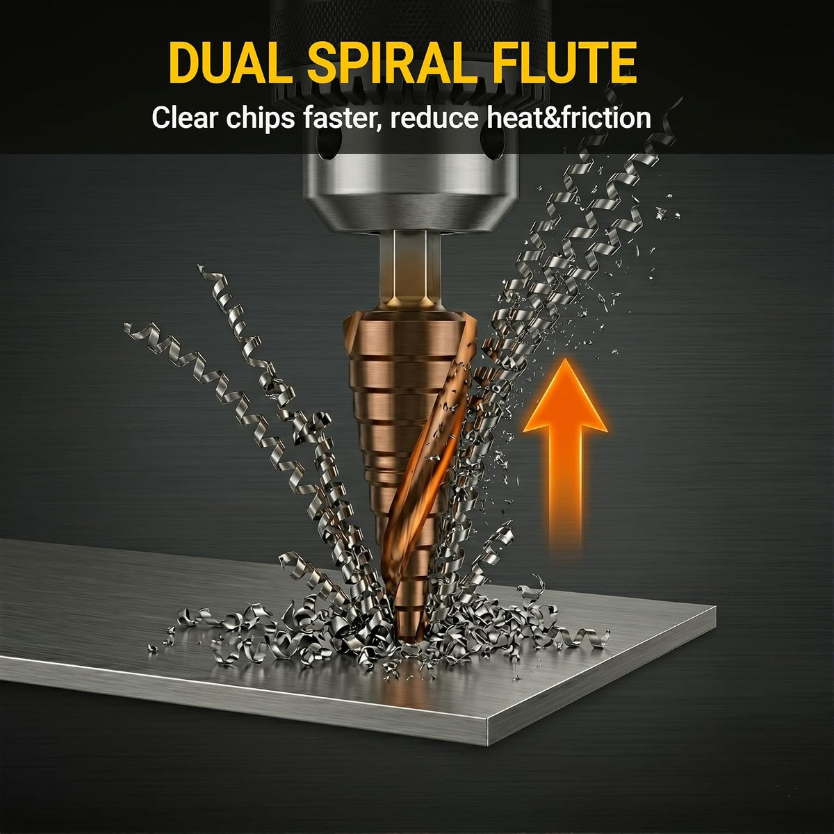 M35 Cobalt Step Drill Bit, Metric 3-14mm, 1/4" Hex Shank, 12 Sizes